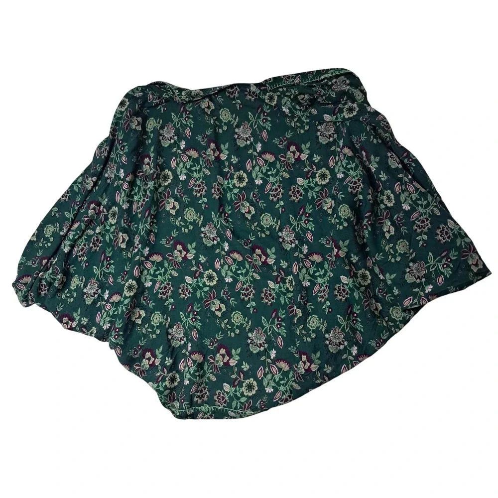 New J. Jill Kimono Wrap Womens S-L Green Emerald Floral Open Front Lightweight